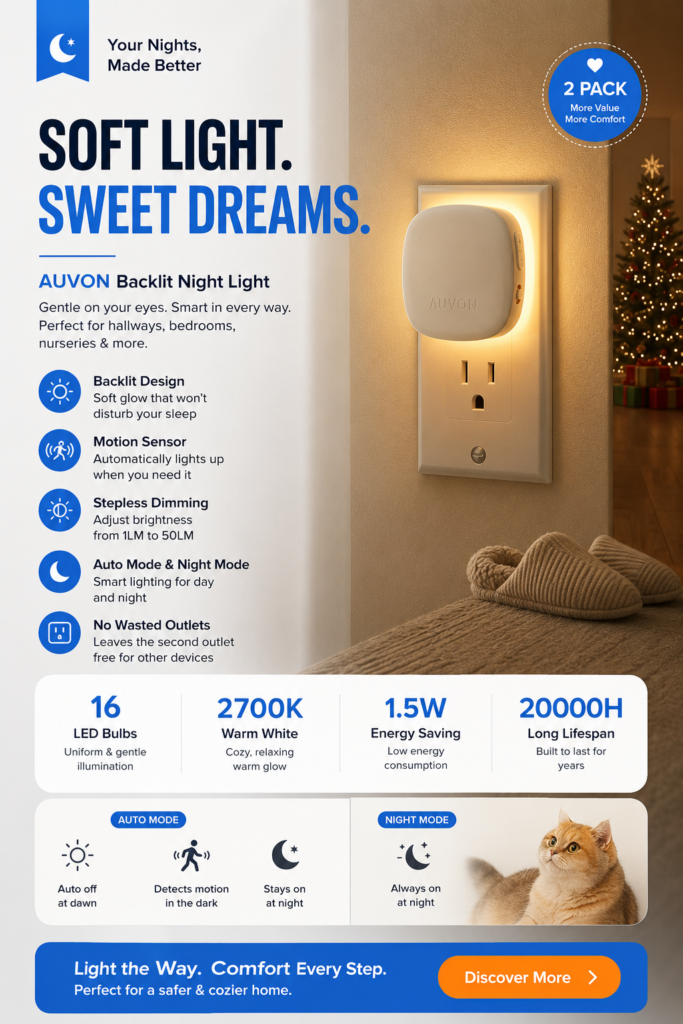 AUVON Backlit Night Light Review: Is This Motion-Sensor Night Light Worth It?